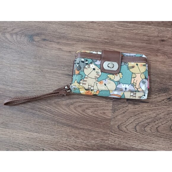 UnionBay Kitty Cat Faces Wristlet Wallet Front Pocket Zipper 7" x 4" - Picture 1 of 6